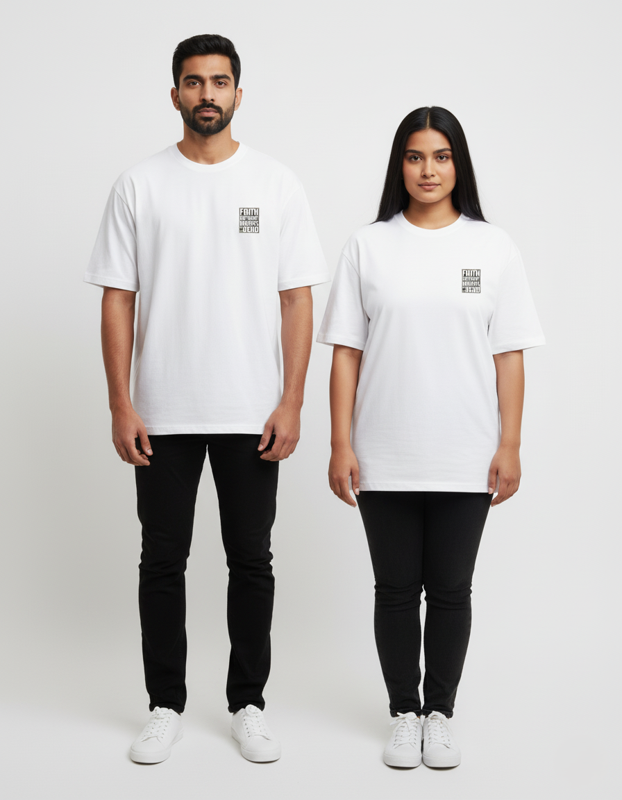 White Unisex Oversized Tshirt Faith
